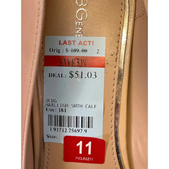 BCBGeneration Womens 11 Shell Pink Harleigh Leather Pointed Pump NEW FLAW - Picture 9 of 14